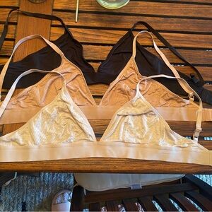 Three Negative Underwear brand whipped triangle bras, Size 3.